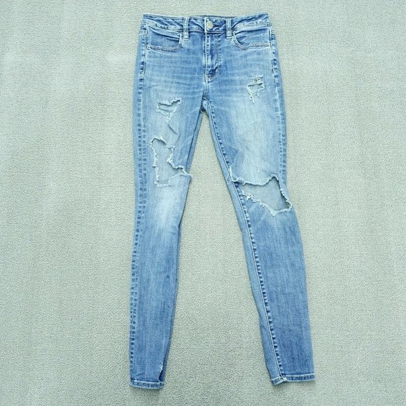 American Eagle Outfitters Denim - American Eagle High-Rise Jegging Women's Size 4 Blue Super Stretch Ripped